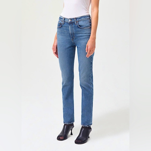 AGOLDE Merrel Jeans High Rise Straight Leg Blue Ankle - Picture 14 of 14